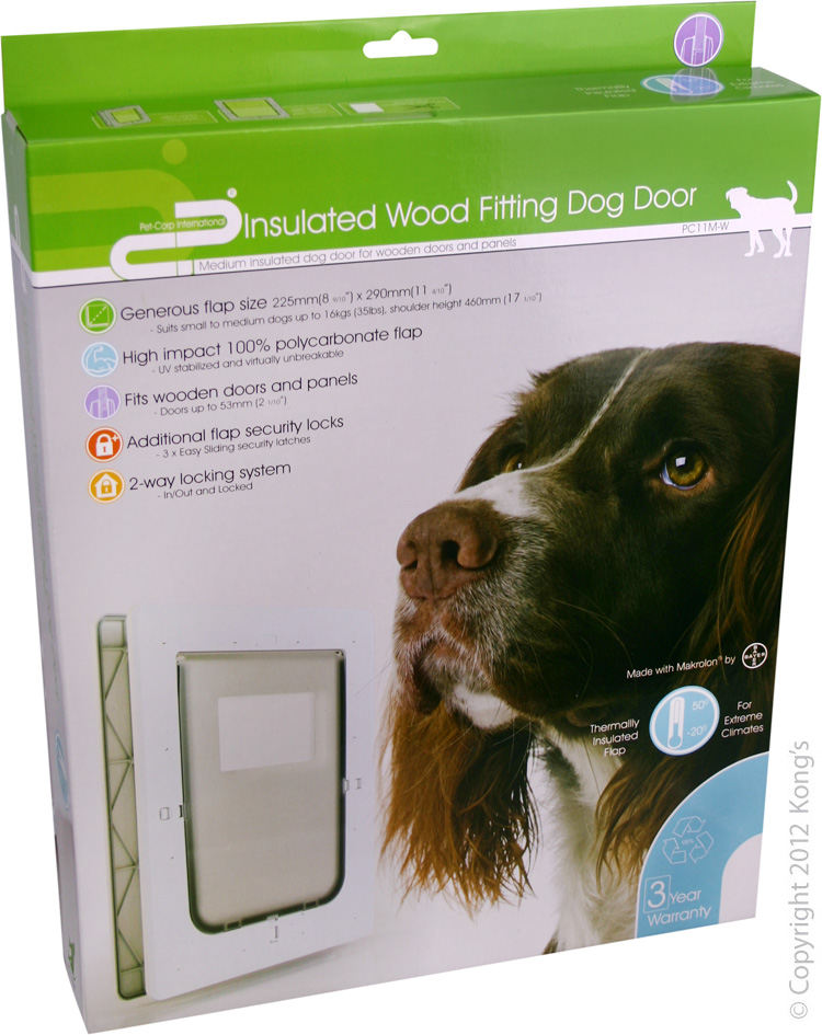 Pet-corp Dog Door - PC11M-W Wood Insulated Flap White Medium