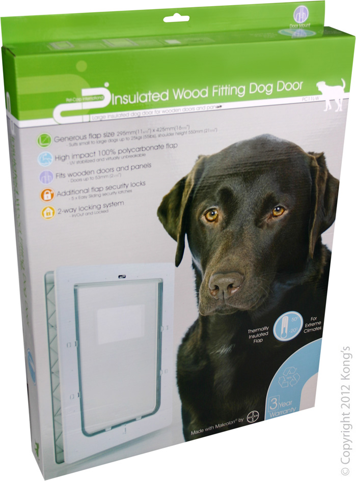 Pet-corp Dog Door - PC11L-W Wood Insulated Flap White Large