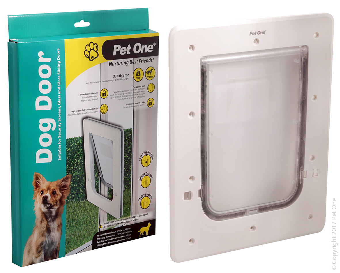Pet One - Dog Door Poly (S) Screen/Sng Glaze & Sliding Glass Fit 9kg 23cm