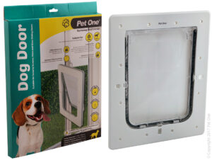 Pet One - Dog Door Poly (M) Screen/Sng Glaze & Sliding Glass Fit 16kg 46cm
