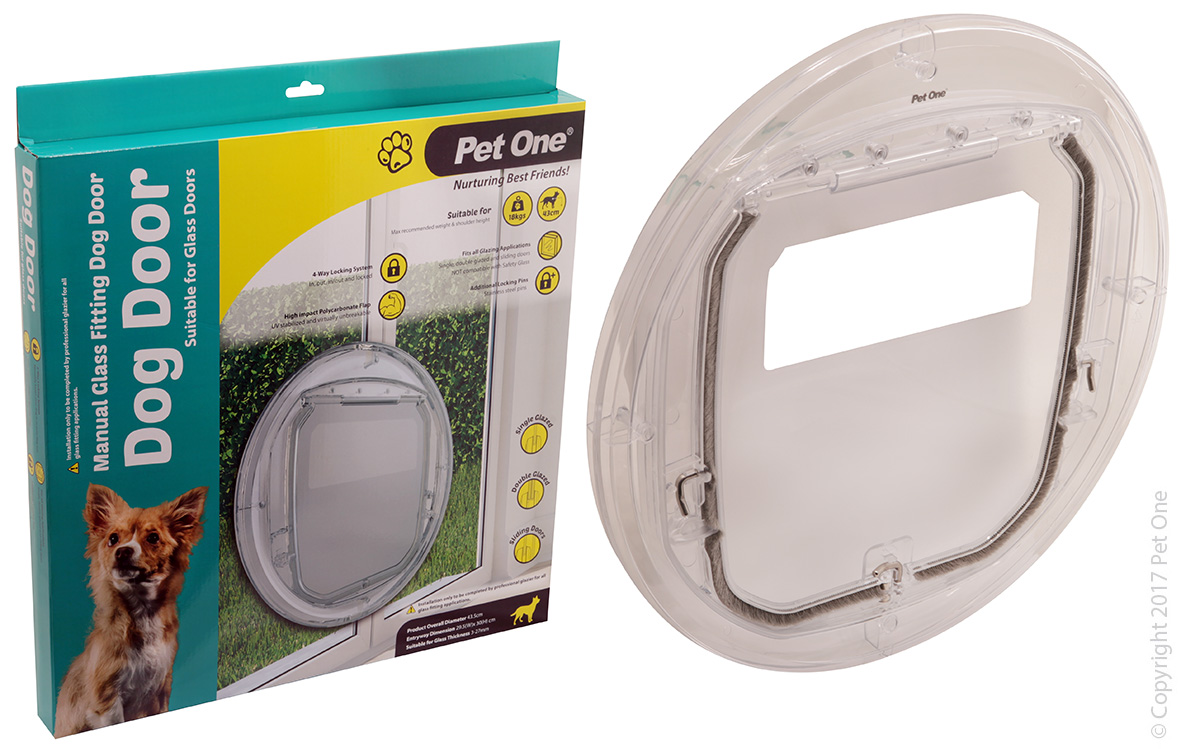 Pet One - Dog Door Poly Dbl Glaze Glass Fit 18kg 43cm