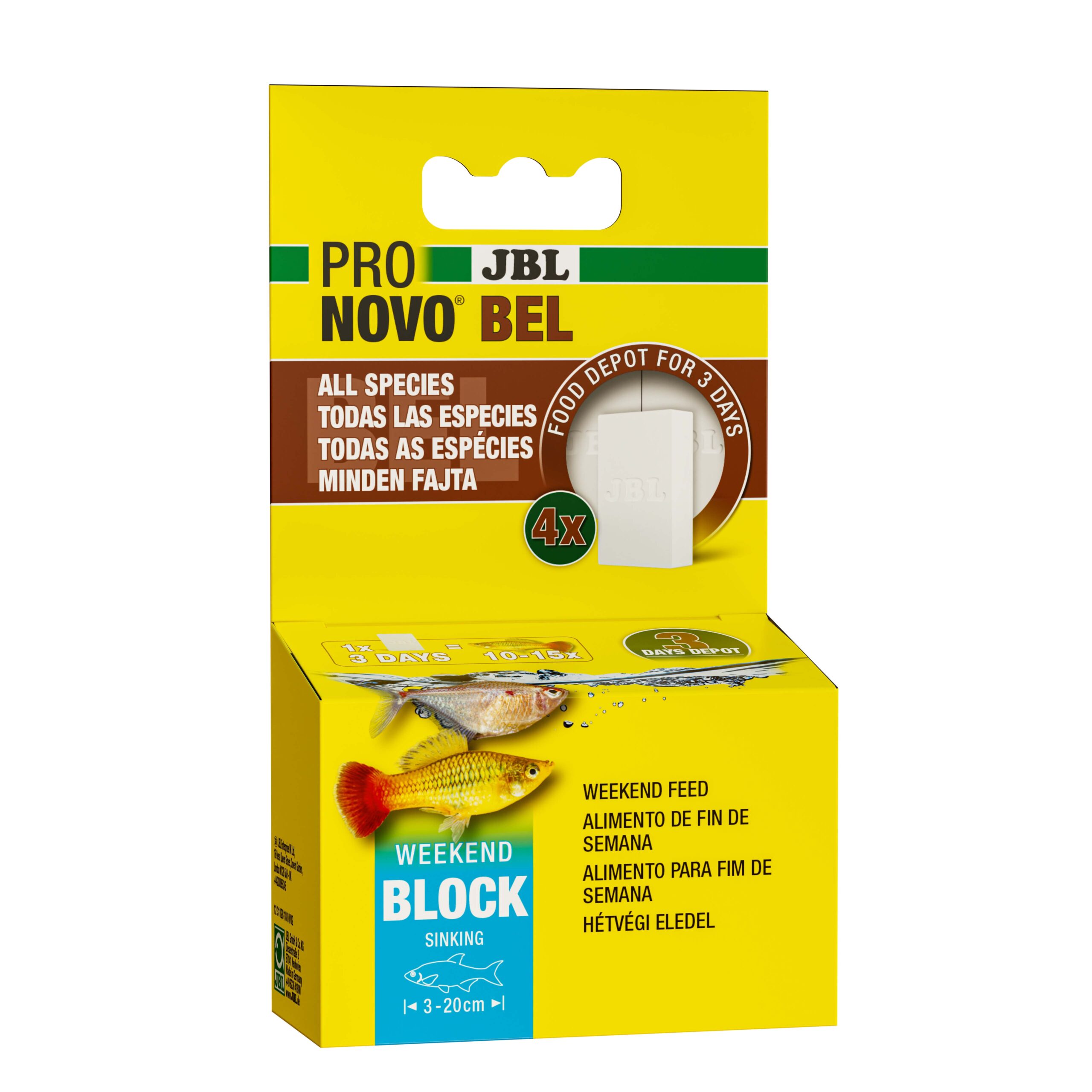 JBL PRONOVO Bel Weekend 4pk (20g) 3 Days Block (aquarium Fish)