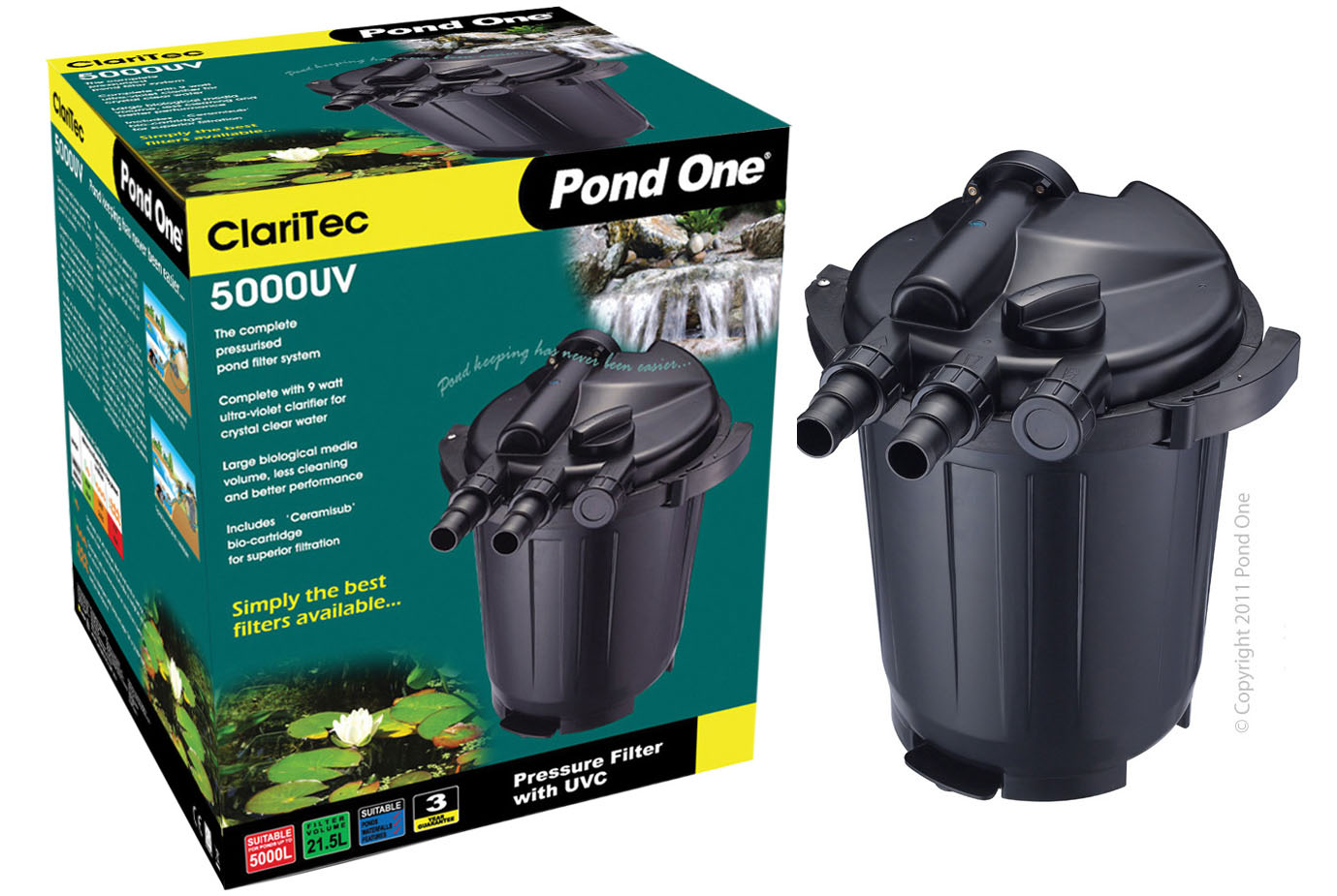 Pond One ClariTec 5000 Pressurised Filter With 9W UV-C