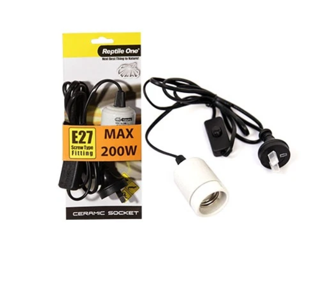 Reptile One Heat Lamp Socket Ceramic Suit Up To 200w E27 Screw