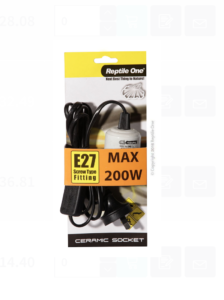 Reptile One Heat Lamp Socket Ceramic Suit Up To 200w E27 Screw