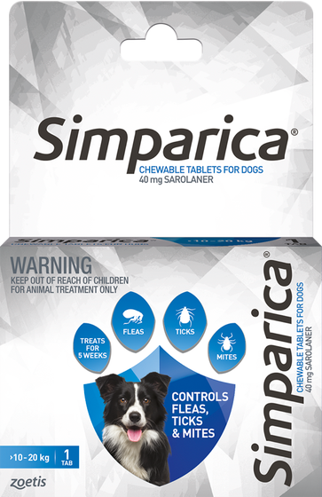 Simparica Flea Treatment For Dogs 10kg - 20kg - Blue 1 Pack