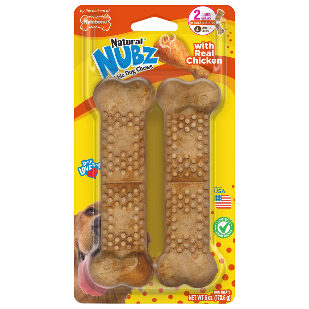 Nylabone Natural Nubz Chicken Jumbo 2 pack