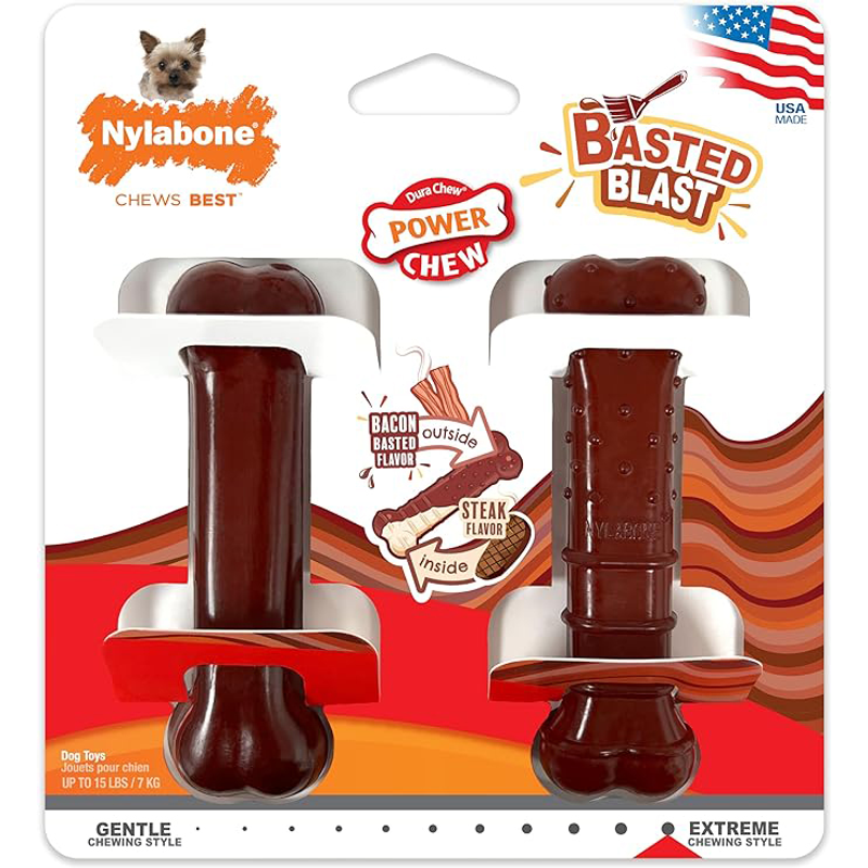 Nylabone Power Chew Basted Bone Twin Pack - Petite