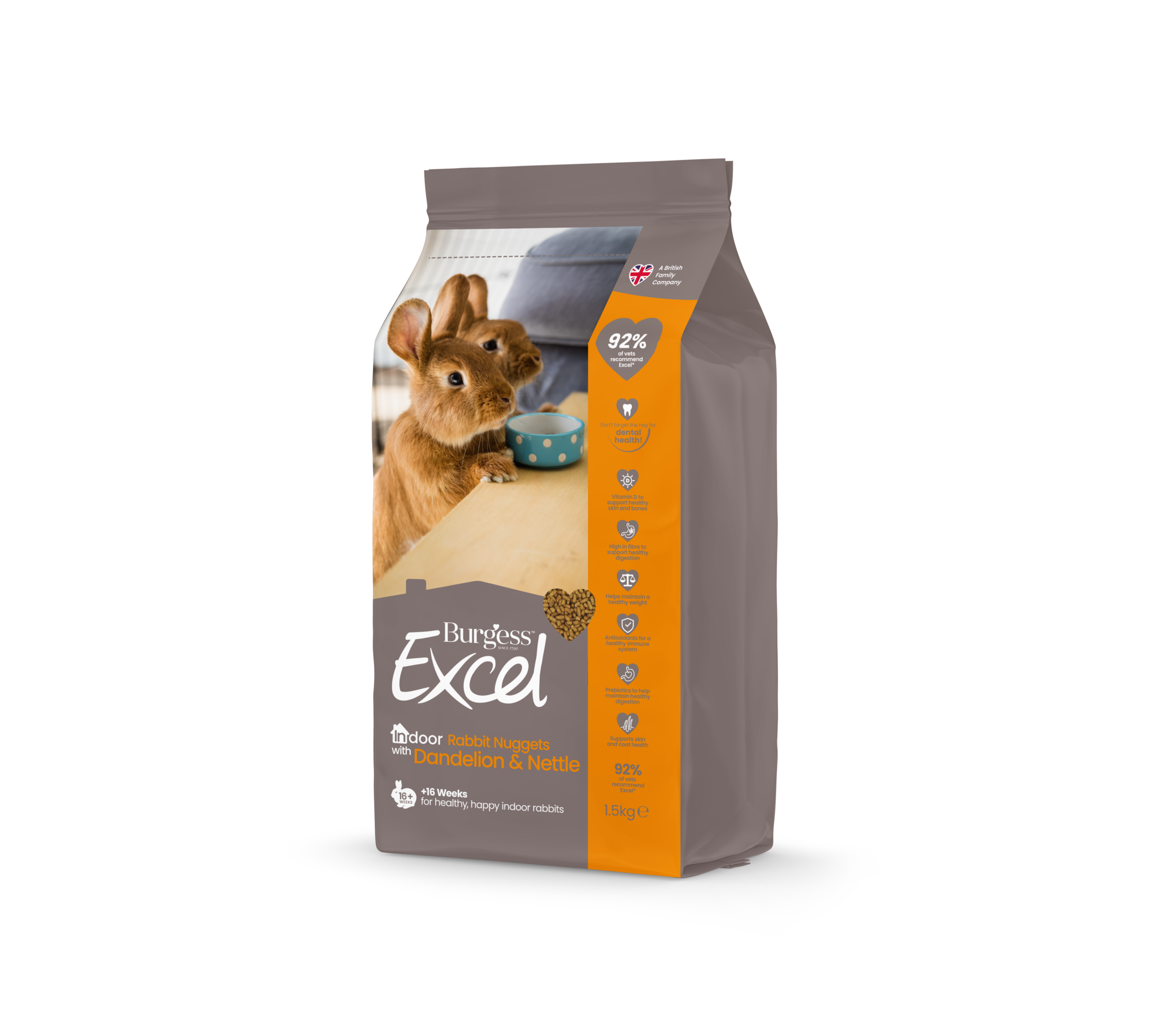 Burgess Excel Indoor Rabbit Nuggets with Dandelion & Nettle 1.5kg