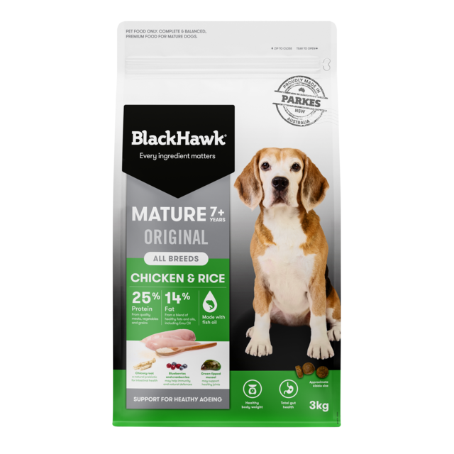 Black Hawk Mature Chicken & Rice Dry Dog Food 20kg