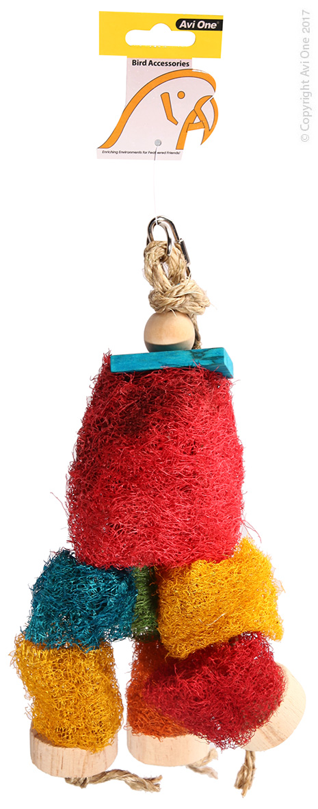Avi One Parrot Toy - Loofah Discs With Wood 18x30cm