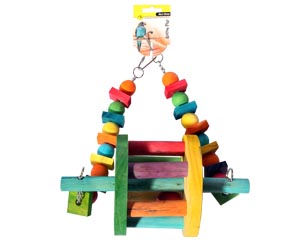Avi One Parrot Toy - Wooden Swing With Wheel Large 23.5x12x37.5cm