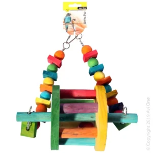 Avi One Parrot Toy - Wooden Swing With Wheel Large 23.5x12x37.5cm