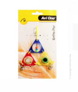 Avi One Bird Toy - Triangle Pyramid With Mirror Beads And Bell 16cm
