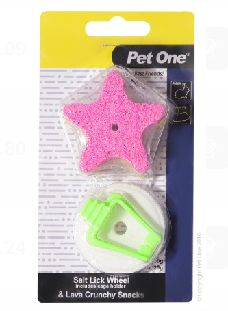 Pet One - Salt Lick With Clip And Lava Crunchy Snacks Combo Pk 50 & 20g