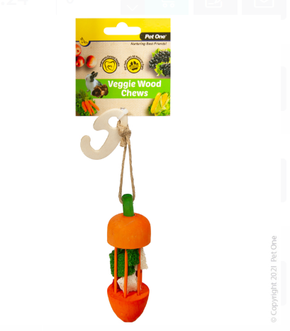 Pet One Veggie Wood Carrot Carousel Orange 13cm
