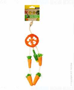 Pet One Veggie Rope And Straw Chew Hanging Dreamcatcher 26cm