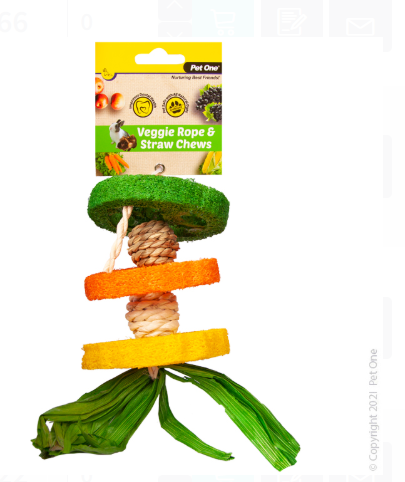 Pet One Veggie Rope And Straw Chew Hanging Hula 19cm