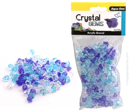 Aqua One Gravel - Crystal Gems Acrylic Betta 15mm Frosty Blue 142g