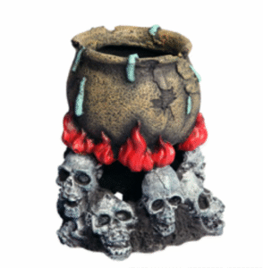 Aqua One Ornament - Skull Fire With Couldron 11x11x13cmh