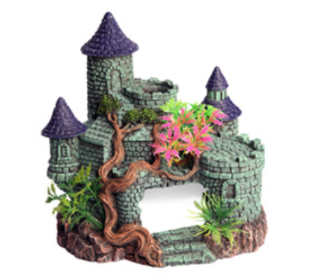 Aqua One Ornament - Castle With Tree And Plant 15x12x15.5cmh
