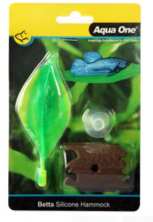 Aqua One Silicone Betta Leaf Hammock With Bark 4.5 X 12cm