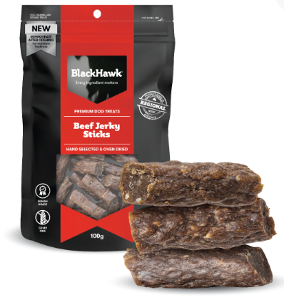 Black Hawk Beef Jerky Sticks Dog Treats 100g