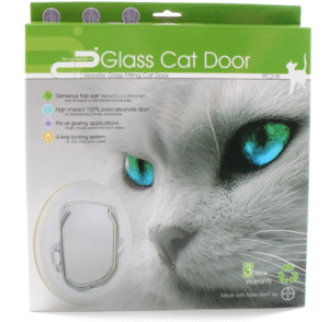 Pet-corp Cat Door - PC2-W Versatile Glass Fitting White