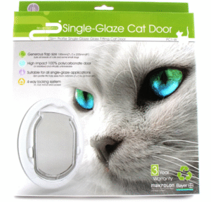 Pet-corp Cat Door - PC1-C Slim Profile Single Glaze Glass Clear