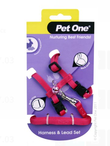 Pet One Leash & Harness - Rabbit Guinea Pig Pink