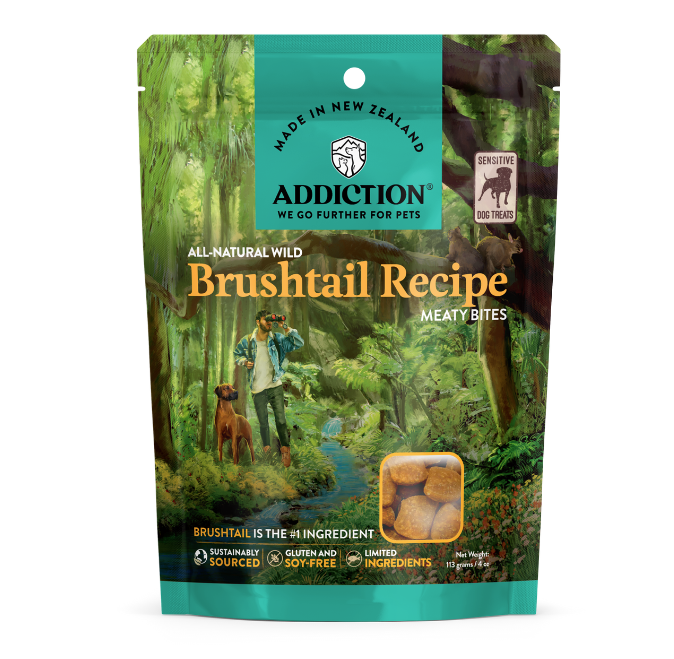 Addiction Wild Brushtail Meaty Bites Dog Treats 113g