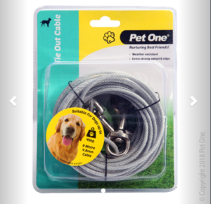Pet One Tie Out Cable 9M 4.8mm For Dogs Up To 45kg