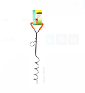 Pet One Tie Out Stake 45cm X 8mm With Plastic Handle
