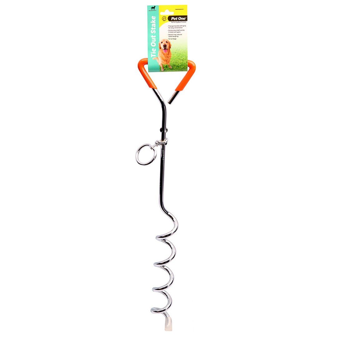 Pet One Tie Out Stake 45cm X 8mm With Plastic Handle