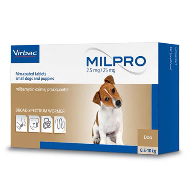 Milpro Puppy & Small Dog Worm Tablets 0.5-5kg – 2 Pack