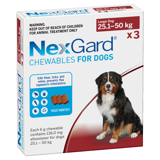 Nexgard Chewable Tablet Flea & Tick Treatment For Dogs 25-50kg - 3 Pack