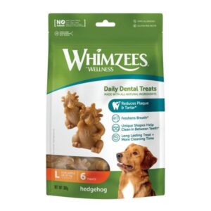 Whimzees Hedgehog Dental Dog Treats Large 6 Pack