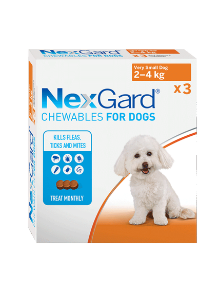 Nexgard Chewable Tablet Flea & Tick Treatment For Xsml Dogs 2-4kg - 3 Pack