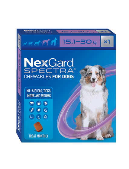 Nexgard Spectra Flea Tick & Worm Chewable 15.1kg-30kg 1Pack