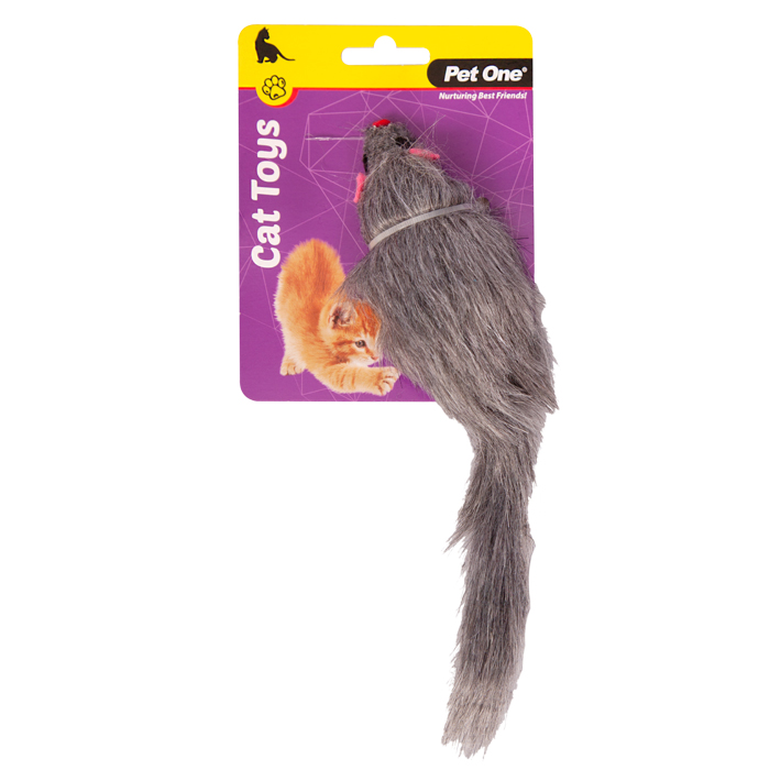 Pet One Cat Toy Mouse 12.5cm Grey