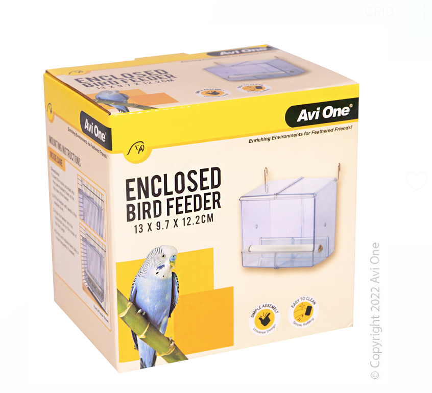 Avi One Acrylic Bird Feeder | Enclosed with Sand Perch