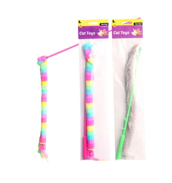 Pet One Cat Toy Wand Tail With Bell 40cm Mix Colour