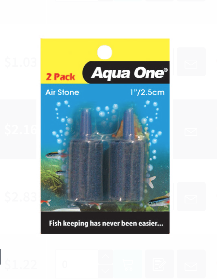 Aqua One Air Stone - 1 Inch 2.5cm Cylinder 2pk