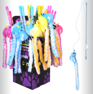 Pet One Cat Toy Wand Bird With Bell & Crinkle 45cm Mix Colour