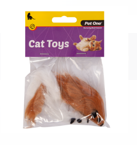 Pet One Cat Toy Mouse 2pk 5cm Brown White