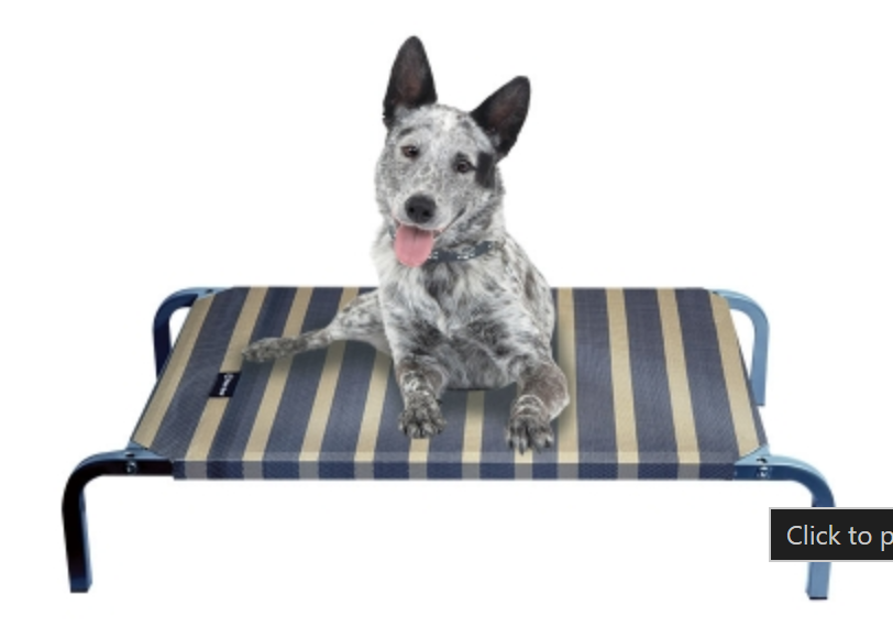 Pet One - Leisure Raised Dog Bed Charcoal/Wheat Stripes XL