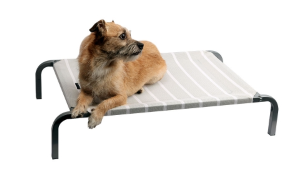 Pet One - Leisure Raised Dog Bed Grey/White Stripes -XL