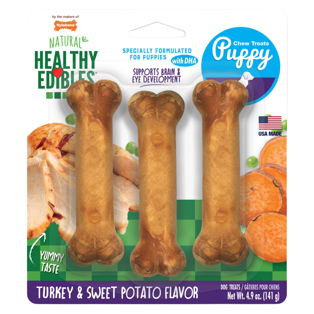 Nylabone Healthy Edibles Puppy Turkey & Sweet Potato 3pk – Regular