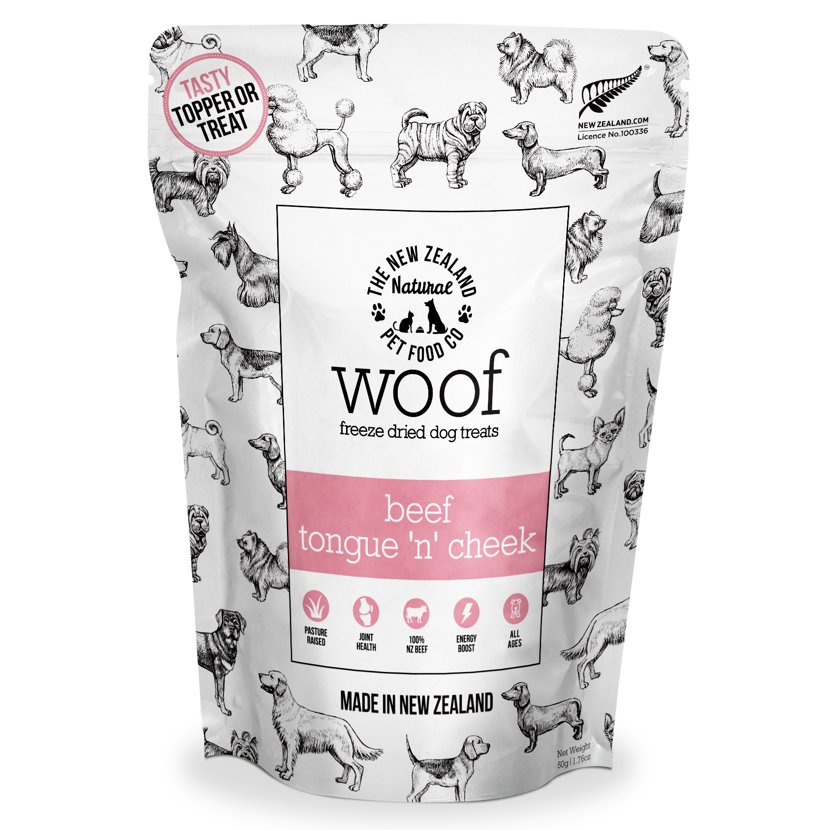 NZ Natural Woof Beef Tongue ‘n’ Cheek 50g