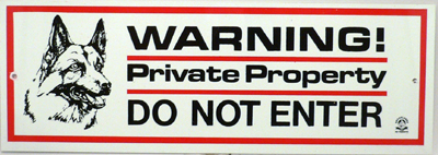 Brooklands Warning Private Property Sign
